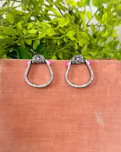 Stirrup Stud Earrings - Pink