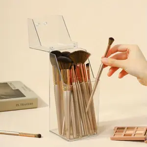 1pc Clear Plastic Makeup Brush Organizer, Large Capacity Makeup Brush Storage Box, Beauty Organizer