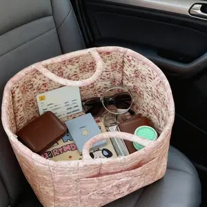Large Fabric Storage Basket - Foldable Flower Pattern Laundry Basket - Children's Room Storage Basket - Portable Foldable Clothing Storage Basket