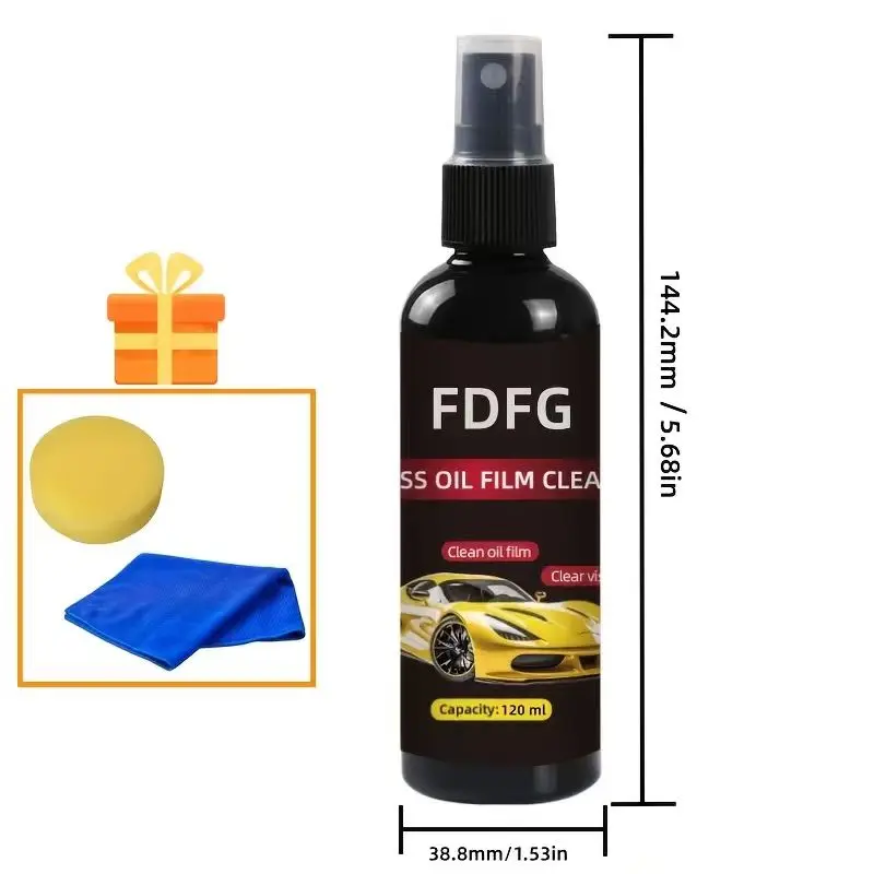 1 pcs Long-Lasting Anti-Fog Spray Suitable, Car Glass Oil Film Remover, Windshield Cleaner for Auto Glass, Car Whidshield Cleaner Set, Streak-Free Oil Film Stain Remover, Uncharged, Universal Model