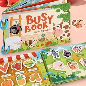 Interactive Educational Sticker Book, Preschool Busy Book, for Kids Ages 3-6, Early Learning Letters & Vocabulary Development, Durable Paper Material, Reusable Fun Shapes