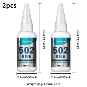 2Pcs Instant Strong Super Glue 502, Transparent Non-Flammable Liquid Adhesive, Quick Fix Multipurpose Repair Glue for Daily Household Crafts Small Parts Emergency Bonding Essential Tool Kit