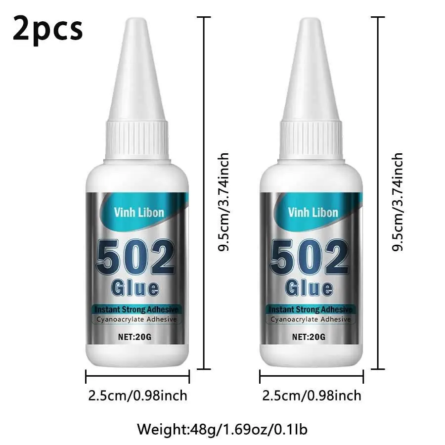 502 Instant Strong Cyanacrylate Adhesive, Transparent Non-Flammable Quick-Dry Liquid Glue for Plastic, Wood, Daily Household Crafts & Small Parts Emergency Repair Essential Hardware Tool