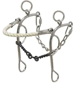 Rope Nose Combo Hackamore Stainless Steel Twisted Wire Dog Bone Bit 5"