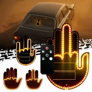 Car Gesture Decorative Lights, Ambient Lighting, Rechargeable Led Gesture Lights for Car Road Rage Led Signs calm road rage,Remote Control Triple Mode Fun Finger Lights. (1 Pacs) Automotive truck stuff