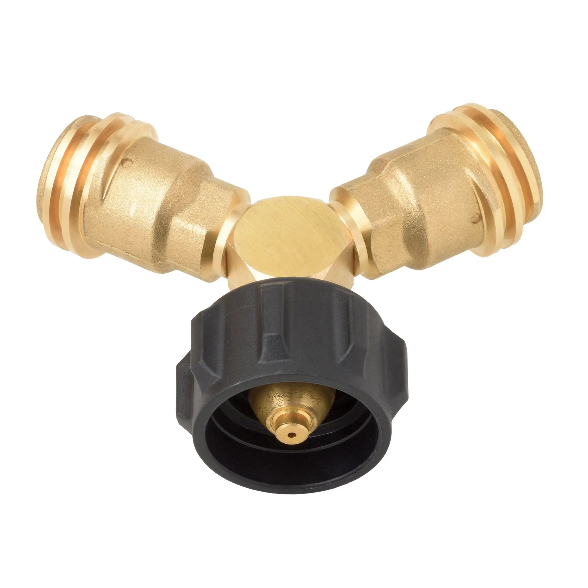 Flame King Propane Tank Y Splitter Adapter with Valves, 2-Way LP Gas Connector for 20LB Propane Tank Cylinders, Works with BBQ Grills, Camping Stoves, Gas Burners, Heaters