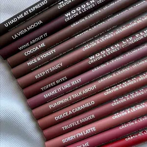 Beauty Creations Wooden LIP Liners, Very Creamy Formula, Glides Smoothly, Pigmented, Long Wear Wooden Pencils Lipliner Lipstick Cosmetic Matte Lip Bullet