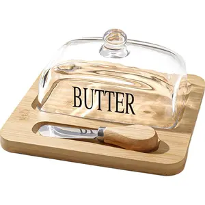 Sealed Glass Lid Lunch Box with Knife, Portable Storage Container for Butter Cheese Sandwiches, Kitchen Organizer for Easy Access