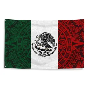 Aztec Mexican Flag Mexico Eagle Banner Aztec Calendar Flag  Mexican Wall Decor  Latino Pride Gift  Mexico Heritage Art Flag 3x5ft