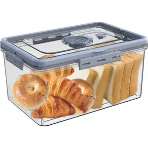Bread Box with Digital Hygrometer,Bread Boxes with Lid and Handle,Time Recording Bread Storage Container for Kitchen Counter Airtight,Large Bread Boxes for Homemade Breads, Toast, Gifts for Mom Dad