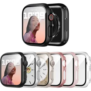 6 Pack Case With Tempered Glass Screen Protector For Apple Watch Series 9,8,7 41mm, Ultra-Thin Scratch Resistant Full Protective Hard PC Bumper Cover For Apple Watch 41mm Accessories