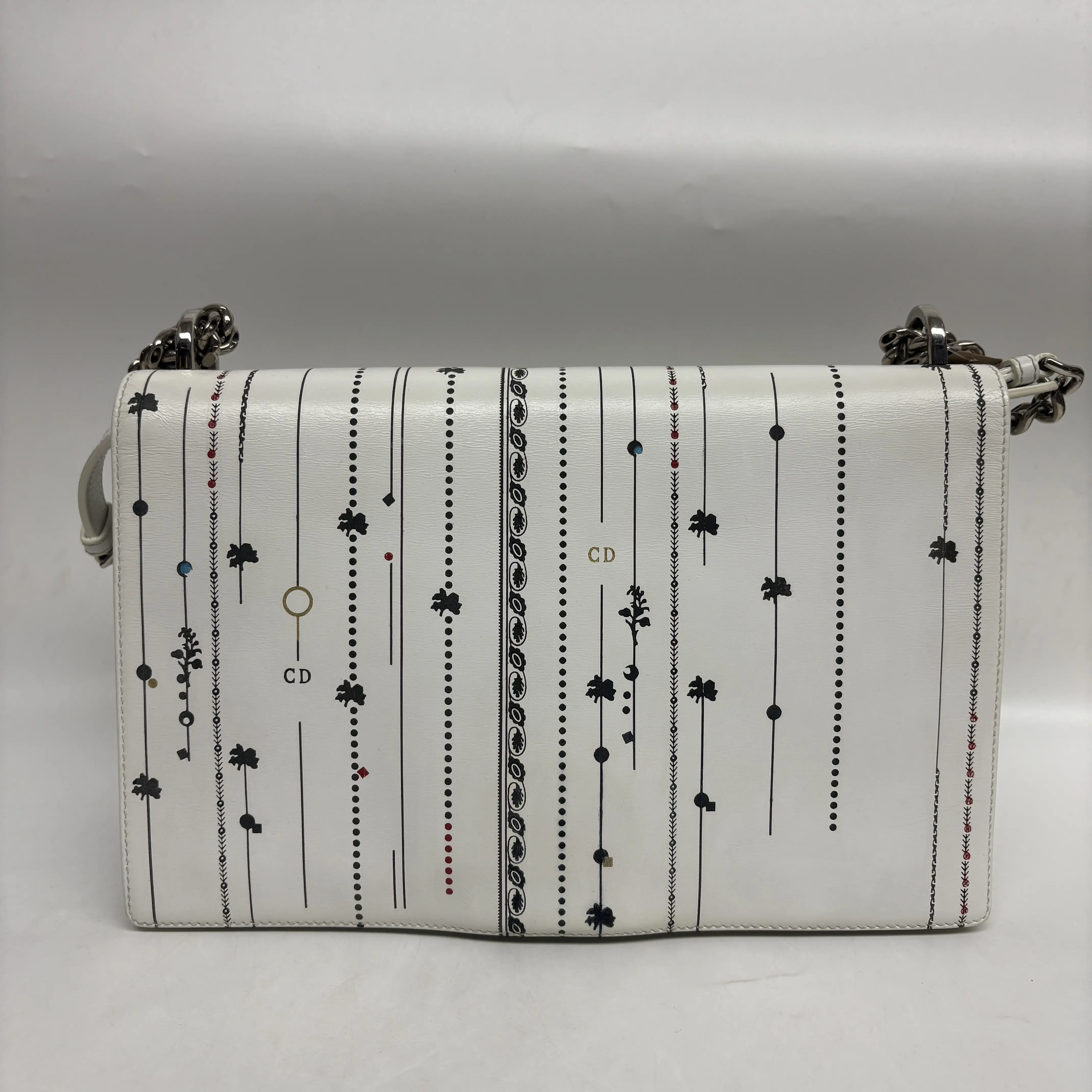 Pre-owned Calfskin Crossbody Bags Christian Dior 2015 Mini Floral and Stripes Printed Diorama Bag