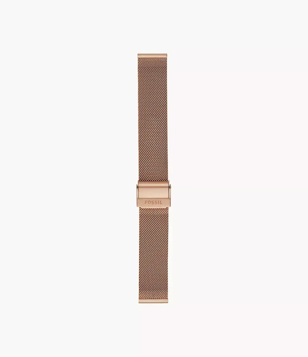 Fossil Women's 18mm Rose Gold-Tone Stainless Steel Mesh Band, S121028