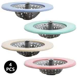4Pcs/Set Silicone Sink Strainer,Garbage Disposal Strainer,Sink Drain Catcher Plug Drain Cover Kitchen Sink Basket for Kitchen Sinks,Hand Tools Kits