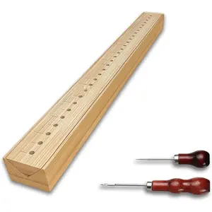 Bamboo Book Binding Cradle with 2 Awls Wood Bookbinding Punching Cradle with Piercing Guide Portable Book Binding Tools Book Binding Kits Bookbinding Supplies for Book DIY Crafts (Style B)