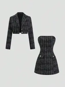 ❤️✨ Retro 2pcs Suit Set – Vintage Waist Jacket & Skirt Y2K Party Outfit