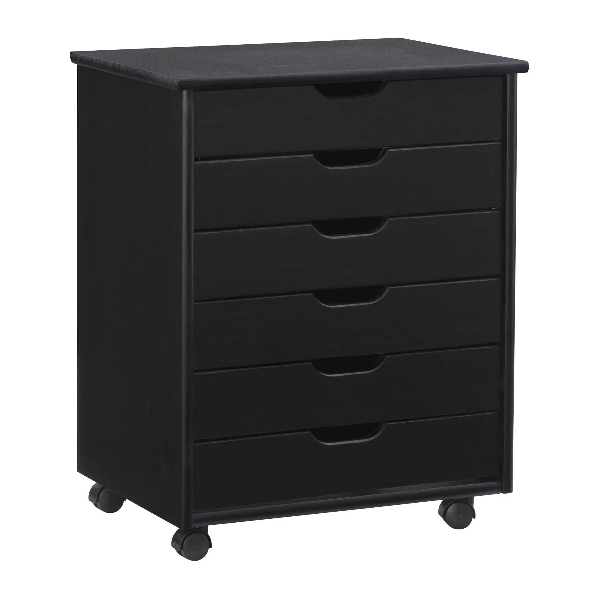 Linon Home Karla Wide 6-Drawer Rolling Cart