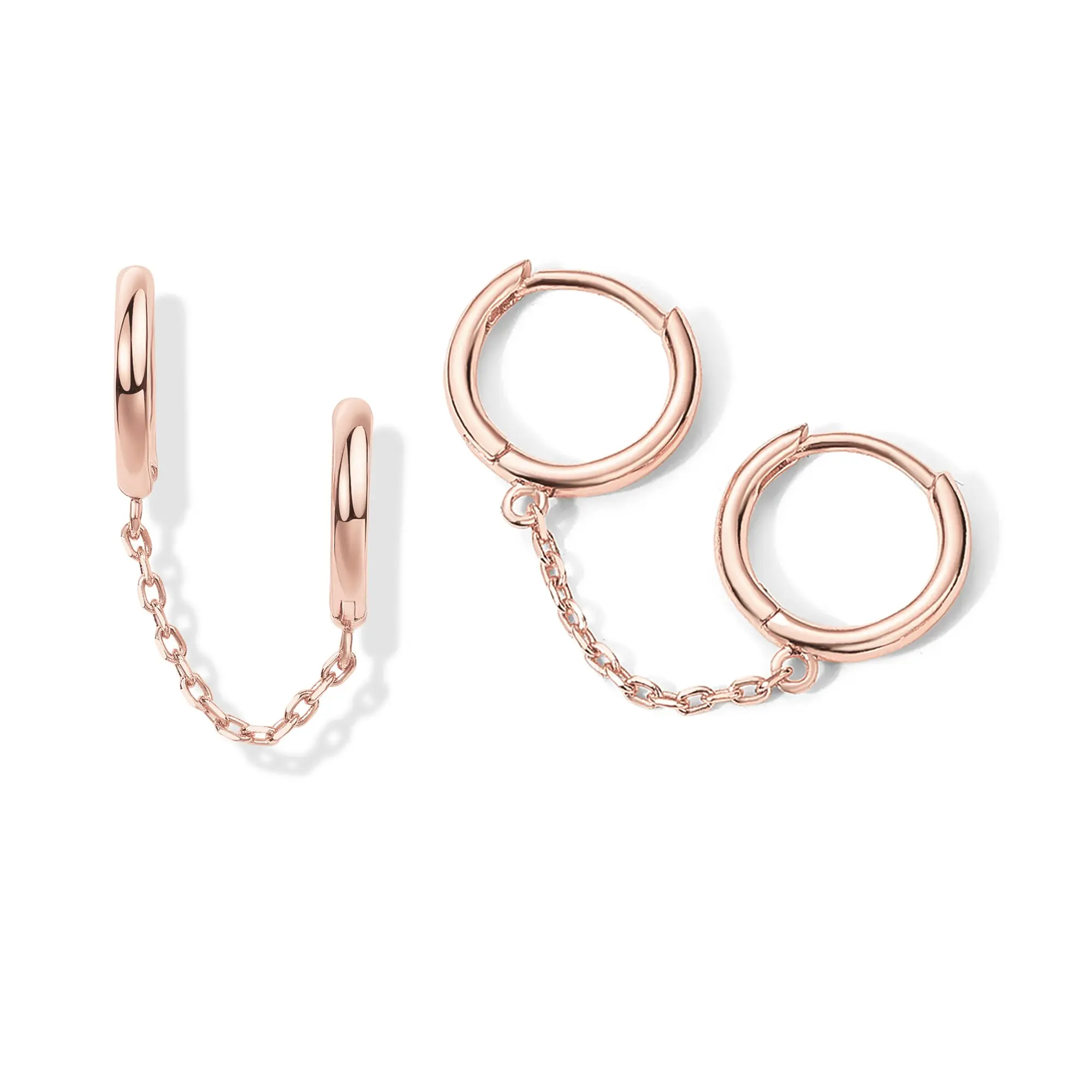 Double Huggie - Rose Gold