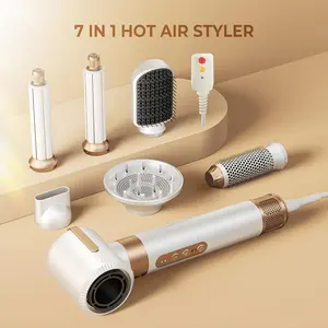 7-in-1 Hair Dryer Comb, Automatic Curling Iron, 110,000 RPM High-Speed Negative Ion Hair Dryer, with Diffuser and Concentrator, Round Comb Hair Dryer Styler, Volumizing Hairstyle Styling Tool for Party Events