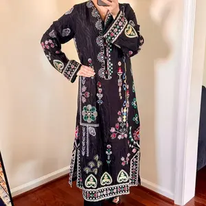 Luxury Kaftan Fully Embroidered & Mirror-work Pakistani Traditional Dress with Intricate Patterns and Embellishments