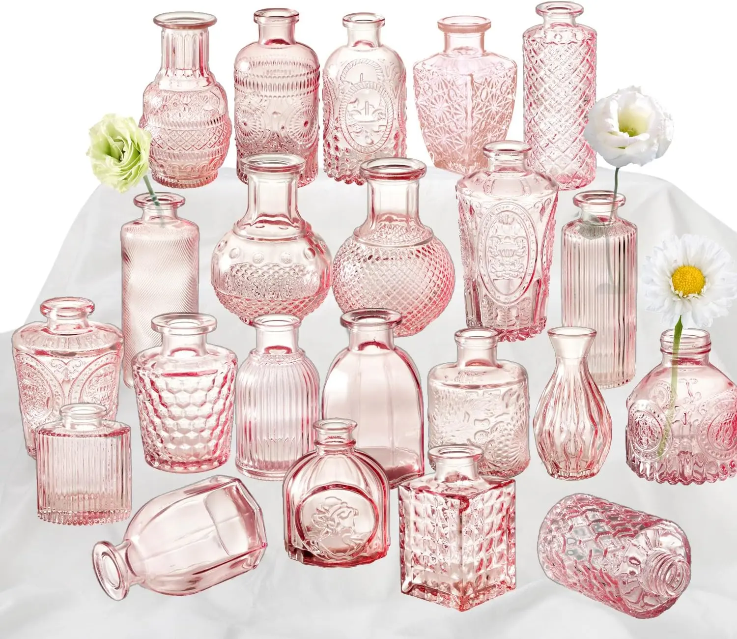 Glass Bud Vase Set of 22, Small Vases , Clear Glass Vases for Centerpieces, Mini Bud Vases in Bulk Rustic Wedding Decorations, Centerpieces,  Look  Table Flower Decor