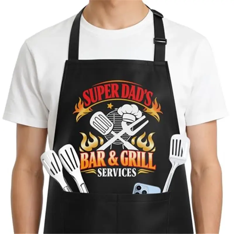 Dad Gifts for Fathers Day - Grilling Aprons for Men with 2 Pockets, Birthday Fathers Day Gift from Daughter Son Wife, DFPDFP Funny Aprons for Cooking, Best Dad Ever Gifts, Water Resistant & Adjustable