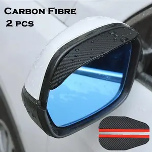 Carbon Fiber Car Rearview Mirror Rain Guard, Universal Waterproof Side Mirror Visors, Sunshade & Anti-snow Accessories for Car