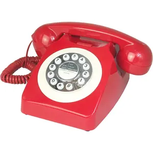 Corded Retro Phone, Red 80's Classic Telephone/Landline Phone/Wired Antique Telephone for Home/Office/Hotel