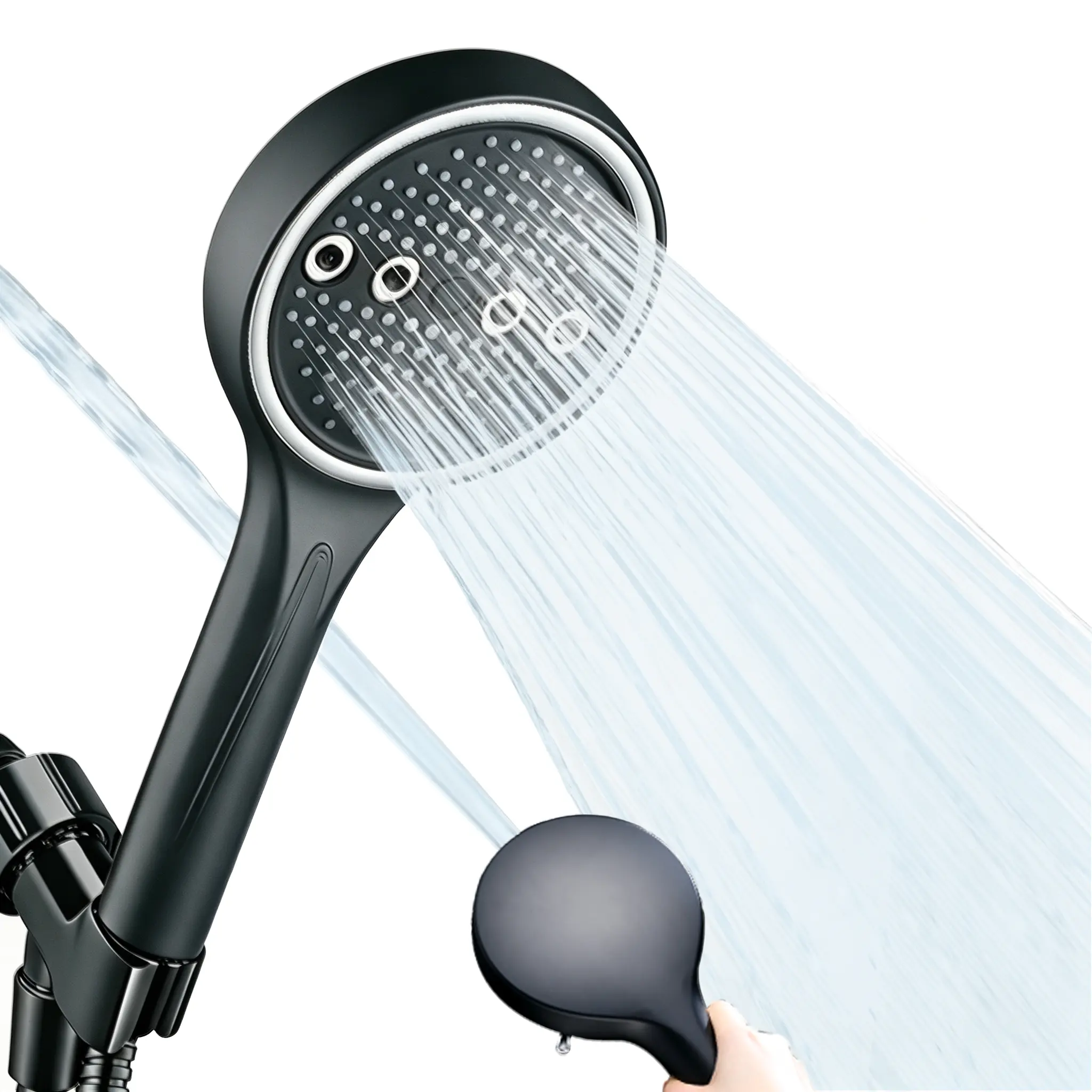 Filtered Water High-Pressure ABS Shower Head with 6 Modes, Powerwash Scrub Included Kit, Anti-Clog Nozzles, 60-inch Stainless Steel Hose, Wall-Ceiling Mounts - Tool-Free Install, Durable Modern Design for Home Bathroom Upgrades