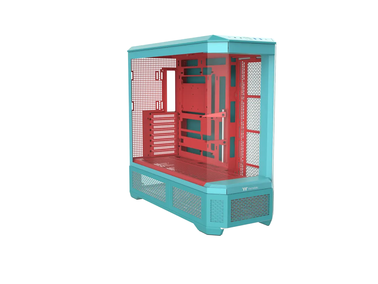 Thermaltake View 600 TG; Full Tower; 420mm Radiator Support; 480mm GPU Clearance; Hidden Connector Support; Rotatable PCIe Slots; 220mm PSU Clearance; Mint Strawberry; CA-11H-00FLWN-00