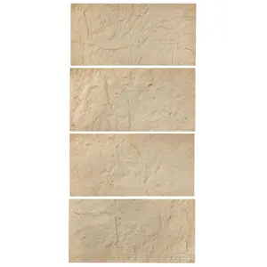 VEVOR 3D Wall Panels, 4 Pack 48x 24 in PU Natural Stone Imitation Wall Art Tiles, 32 Sq. Ft Coverage Accent Wall Panel, Interior Home Decor for Ceiling, Bedroom, Living Gaming Room, Stone Yellow