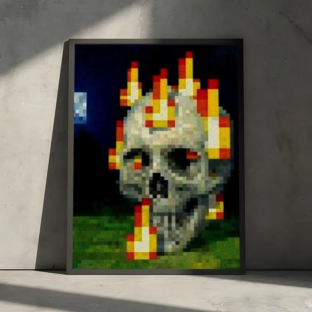Minecraft Oil Paint Canvas Wall Art - HD Print, Waterproof, Scratch-Resistant, Unique Calligraphy Design, Modern Aesthetic Room Decor, Ideal for Parties, Holiday & Housewarming Gifts (Home Supplies)