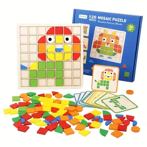 Tree Hole Children's 120pcs Wood Puzzle 3D Building Block Set-Beginner Color Recognition and Intelligence Game, Portable Creative Pattern Building Toy for 3-8 Years Old, Perfect for Halloween, Christmas, Thanksgiving Gift.