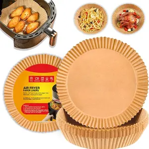 Disposable Air Fryer Liners, Food Grade Unbleached Parchment Paper Liners, Non-Stick Waterproof Oilproof for Baking Roasting Microwave Oven