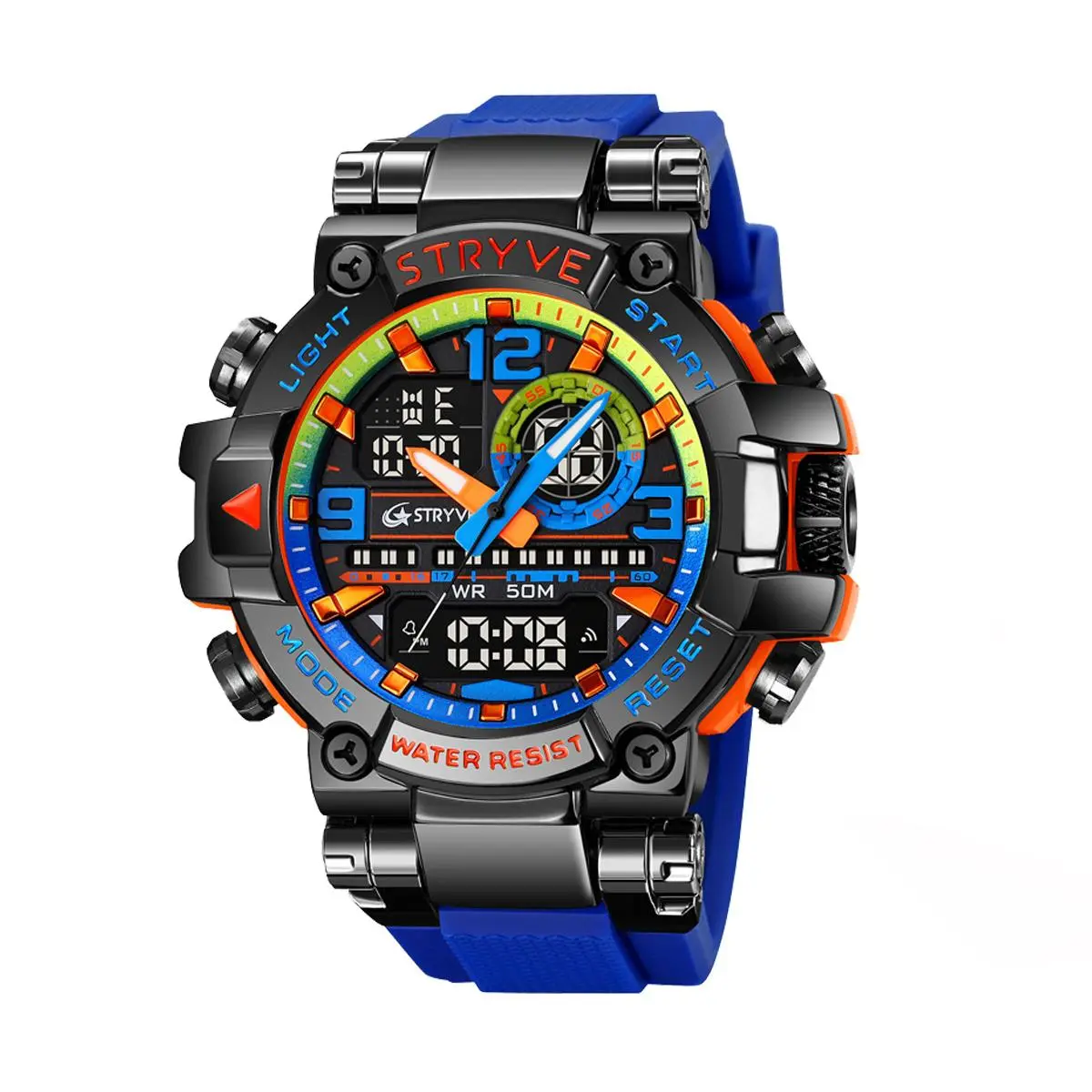 Men's Sport Watch, Black Silicone Strap, Multi-Dial Design for Daily and Outdoor Wear-S8025+YY
