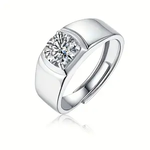 1/2/3/5ct Synthetic Moissanite Signet Ring High Quality Jewelry Suitable For Men And Women Wedding Engagement Anniversary Daily Birthday Gift With Certificate And Gift Box