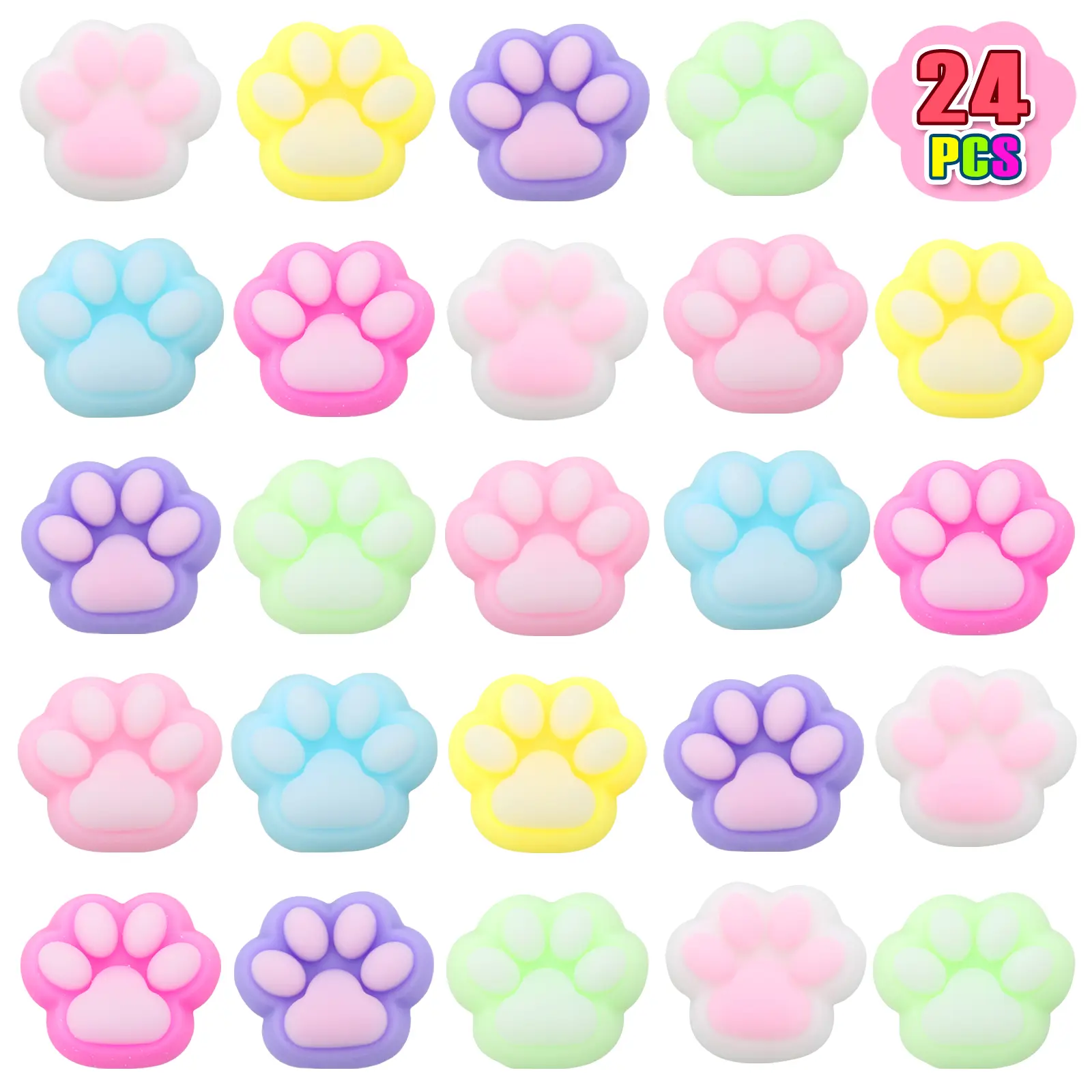 24 pcs Sticky Handmade Silicone Catpaw Taba Squishy Squishy and Stress Relief Perfect for Kids&Adults for Instant Smiles novelty gift Squishie Squeeze Ball