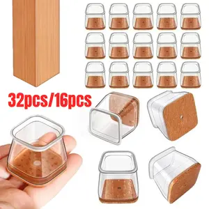 32pcs / 16pcs Chair Leg Protectors, suitable for hardwood floors, fitting various shapes of chairs, floor and tile pads, universal elastic silicone covers for chair legs, Elastic Furniture Protector, Durable Cover