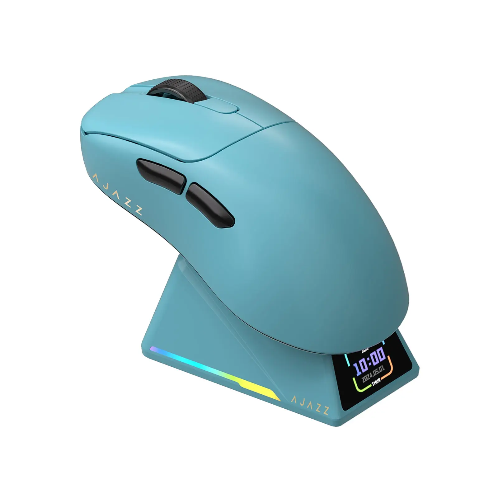AJAZZ AJ179 APEX Tri-Mode Wireless Gaming Mouse with PAW3950 Sensor, 2.4GHz/Bluetooth/Wired Connectivity, 400 mAh Battery, Magnetic Dock, Full-Color Interactive Display, Driver-Customizable Settings, Rapid Response