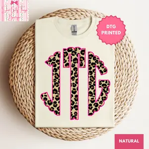 Custom Leopard Monogram Shirt - Gildan 64000 Softstyle Tee - (Leave First Name Initial, Last Name Initial, Middle Name Initial in Notes at Checkout), Custom Name Shirt, Personalized Name Shirt, Custom Monogram Shirt, Cheetah Monogrammed Shirt