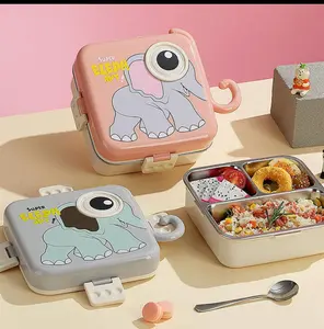 Kids Double Decker Stainless Steel Bento Box Baby Elephant