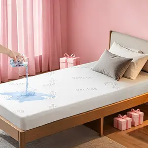 【Memorial Day】BEDLORE Cooling Bamboo Textured Fitted Mattress Protector: Ultra-Soft, Breathable & 100% Waterproof Deep Pocket Sheet with Non-Slip Skirt, Noiseless & Washable Cover for a Spa-like Tranquility in Your Master Bedroom or Guest Room.