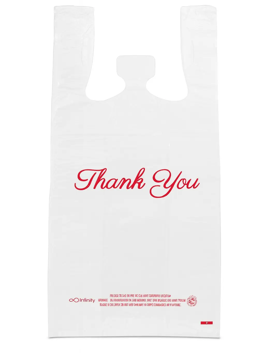 100 Count Thank You Plastic Bags, 11.5 X 6.5 X 22 in, 0.55 mil White Grocery Bags with Handles, Ideal for Restaurants, Retail, Grocery Stores, Takeout, Convenience Stores