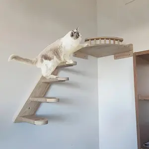 Modern Cat Wall Ladder and Perch for Sleeping, Playing, Climbing, Large Cats or Kittens, Stylish Cat Hammock and Furniture Home