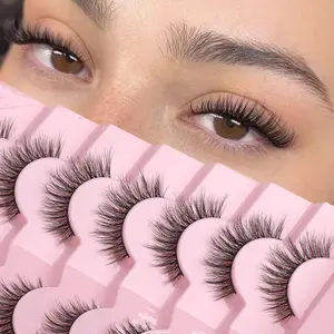 Onlyall Natural Lashes Wispy Lashes Natural Look Cosmetic Eyelashes Fluffy False Eyelashes Flared Eyelashes 7 Pairs D-K06