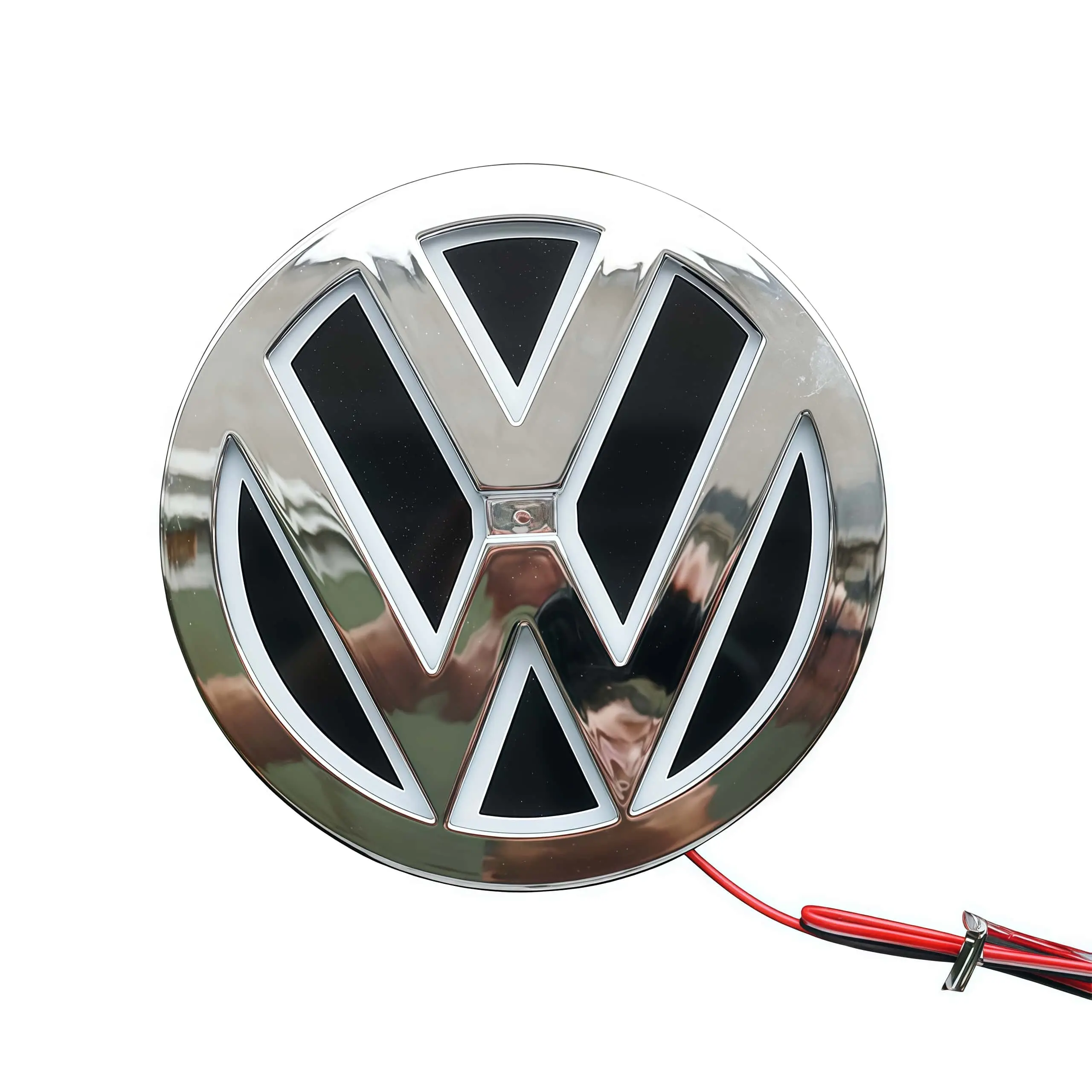 11cm Dynamic Illumination VW Grille Emblem - UV-Resistant ABS Cold-Light Car Logo Light for Volkswagen Golf Bora, Weather-Sealed, Futuristic Look, Easy DIY Exterior Auto Replacement Part
