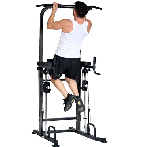 DlandHome 5-in-1 Viral Gym Power Tower • Dip/Pull Up/Assisted Pushups • Adjustable Pro Strength Training • Space-Saving & Beginner-Friendly,Adjustable ,pullup, machineHeavy Duty Power Tower