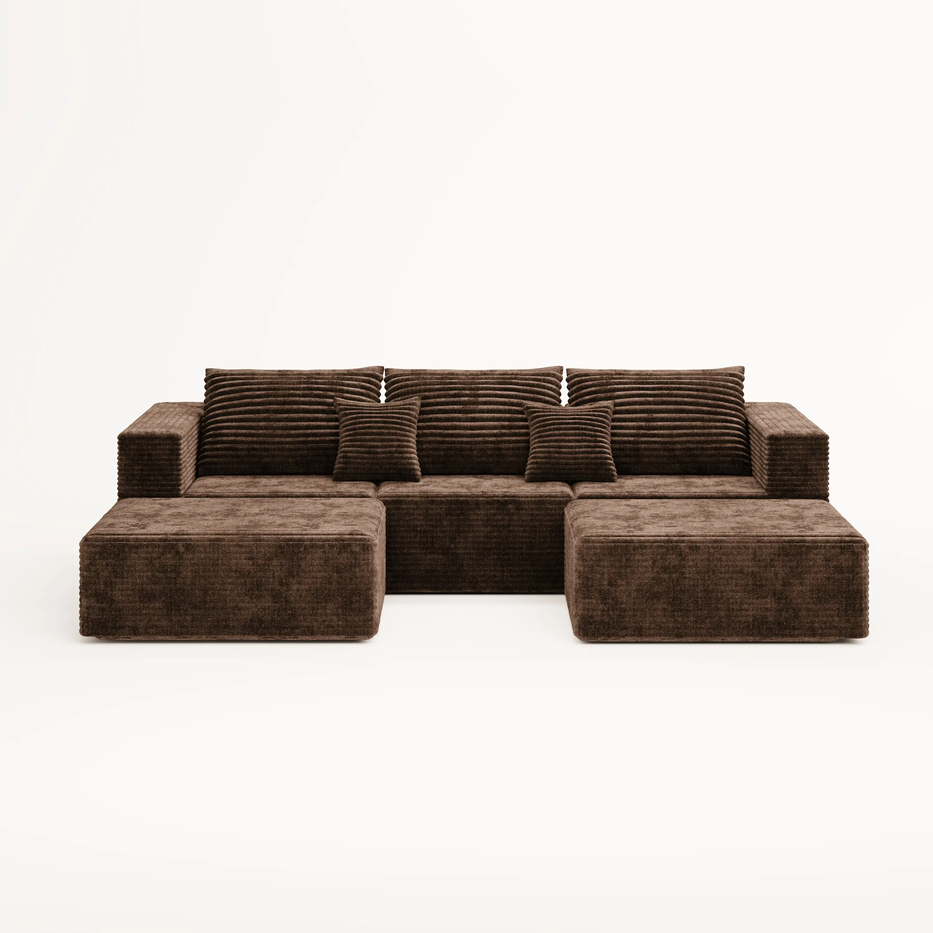 Modern Freedom combination U-shaped corduroy sofa, modular design with deep seat and comfortable cushion, unpack and use immediately, no assembly required, suitable for homes and apartments room living