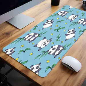 Pandas with Bamboo and Stars Gaming Mouse Pad Extra Large Computer Mouse Pads for Desk xxl Mouse Pad for Laptop Big Mouse Pad Extended Mouse Pad with Non - Slip Rubber Base Stitched Edge for Home and Office