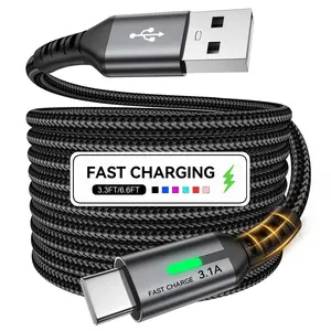 Fast Charging Type-C Data Cable, 100.58cm/201.17cm Braided USB-C to USB-C Line, Compatible with Samsung, Xiaomi, Oppo, Oneplus Devices